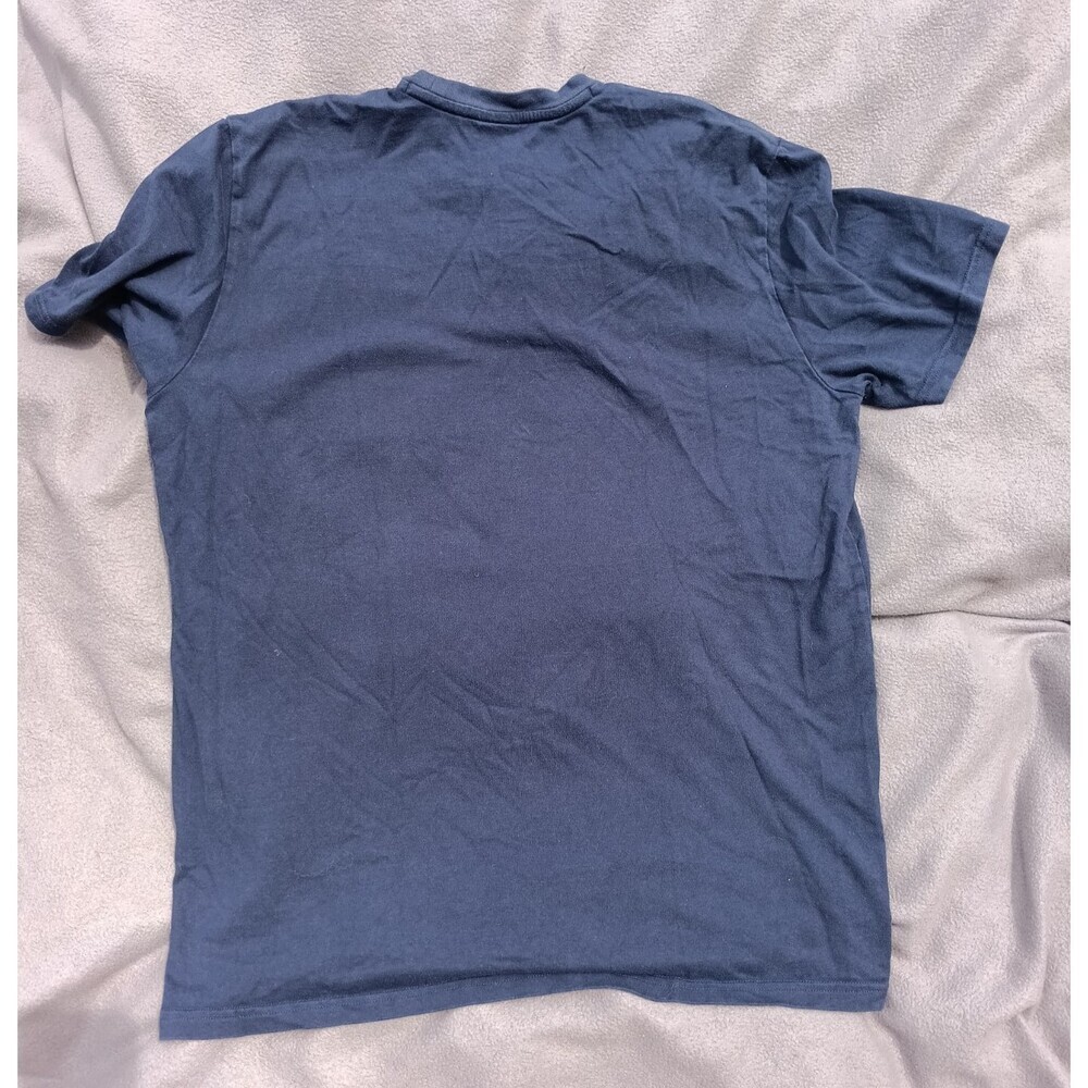 Oakley Men’s Large Navy Blue Logo Stripe Tee Shirt Short Sleeve Casual - Picture 3 of 4